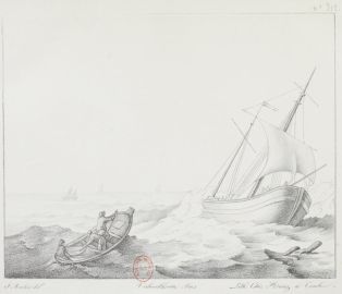 Marine, M. SAINT-AUBERT d'après Charles-Louis VERBOECKOVEN, lithographie, 1827 ; © Gallica, Bibliothèque nationale de France (BNF) ; © SAINT-AUBERT (graveur)