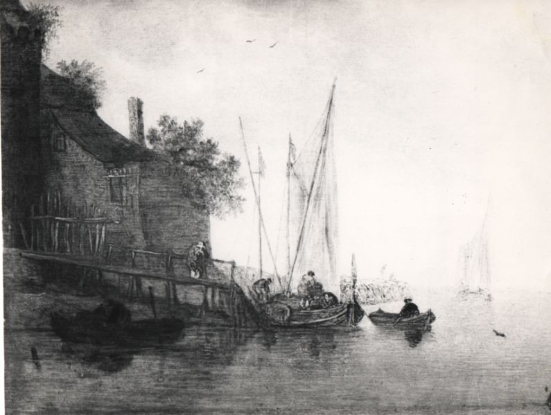 Photographie d'origine inconnue, détail représentant le tableau de Jan van Goyen
Source : Archives du Musée Jeanne d'Aboville