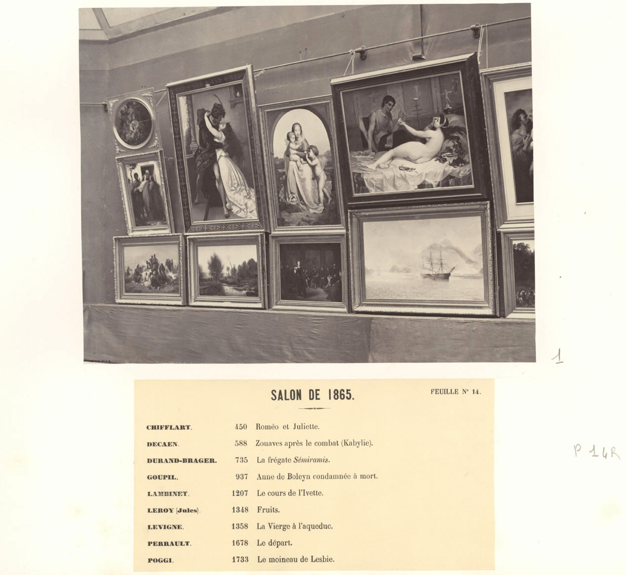 Album photographique des œuvres d'art achetées par l'Etat, Salon de Paris de 1865, feuille n°14