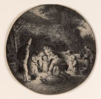 Adriaen Jansz Van Ostade, On tue le cochon, dit aussi Le charcutier, 1652, eau-forte, D. 115 (feuille) ; D. 113 (trait carré), Gravelines, Musée du dessin et de l'estampe originale