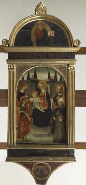 Le mariage mystique de sainte Catherine avec trois saints (saints Jean-Baptiste, Louis de Toulouse (?) et Pierre) ; Le mariage mystique de sainte Catherine