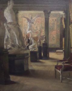 Intérieur de l'ancien Musée de l'Hôtel de Ville, Maurice RUFIN (1880-1966), huile sur contreplaqué, 1907, H. 0,657 x L. 0,503 cm, Musée des Beaux-Arts de Valenciennes, Inv. P.49.463